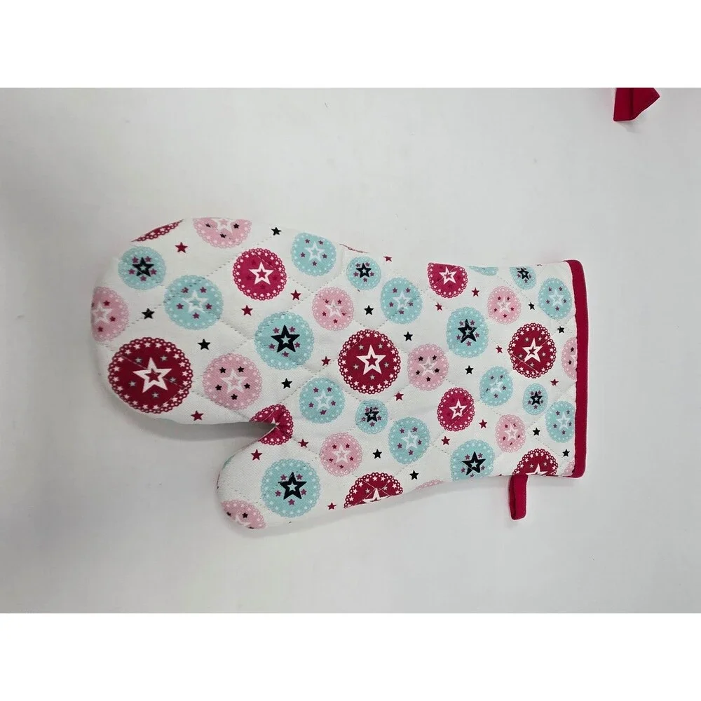 WILLIAMS SONOMA AMERICAN GIRL APRON OVEN MITT SET WOMEN OS TEAL RED KITCHEN 2015
